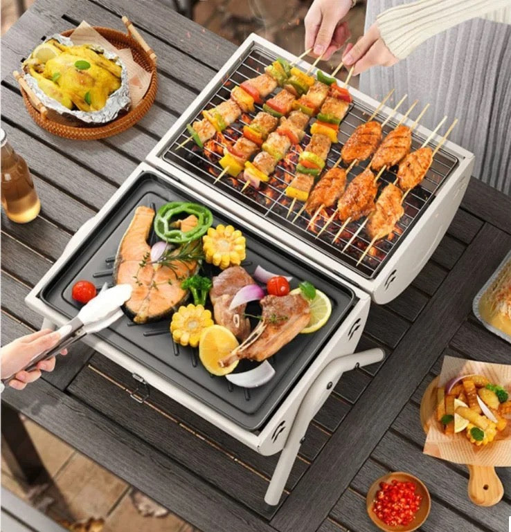 Outdoor BBQ Grill, Dual-Purpose Barbecue Grill, Foldable Camping Grill Outdoor BBQ Grill, Dual-Purpose Barbecue Grill, Foldable Camping Grill